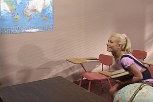Blonde student fucks the teacher.