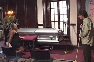 Black harlot doggy nailed at funeral.